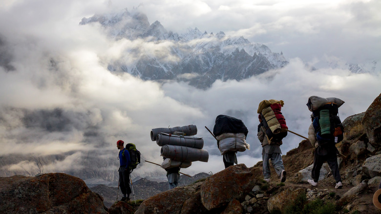 five climbers reaching K2 summit