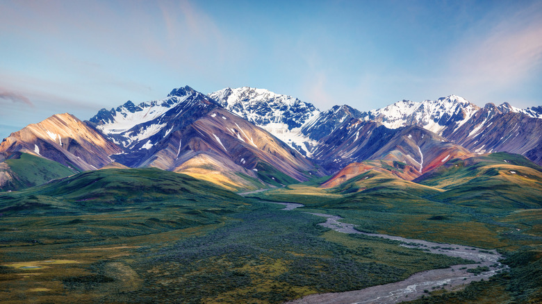 snow-capped mountains and green valleys of Denali National Park