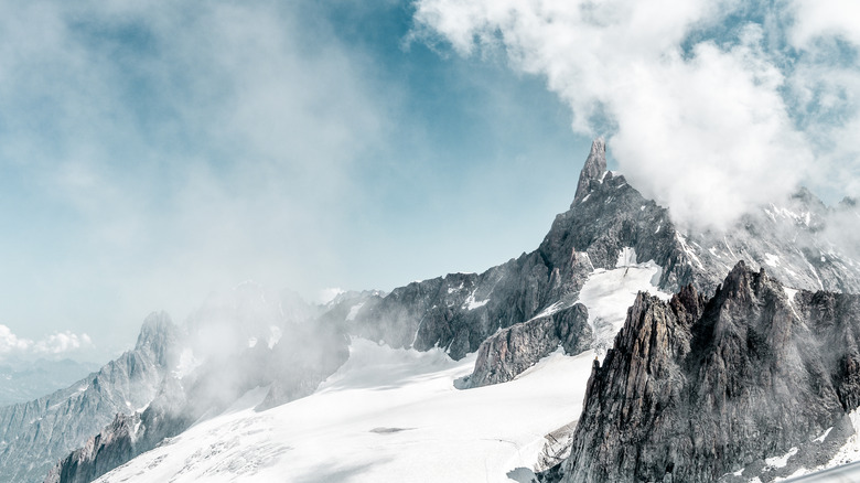 Mont Blanc under blue sky and clouds