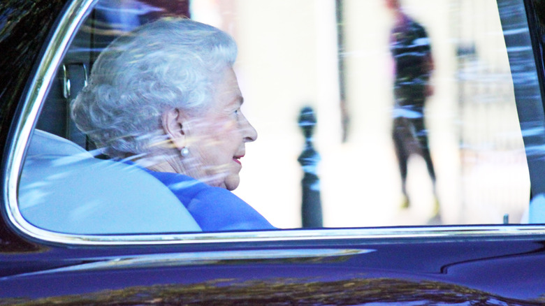 Queen Elizabeth II in car