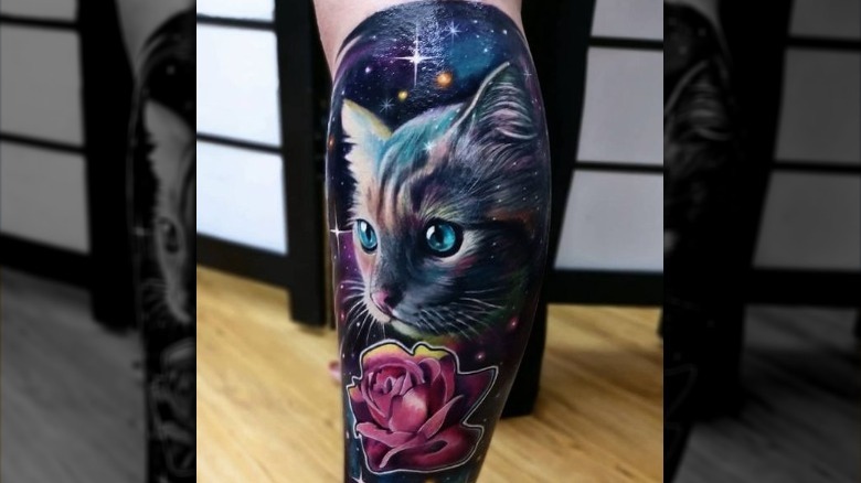 3D tattoo of galactic cat