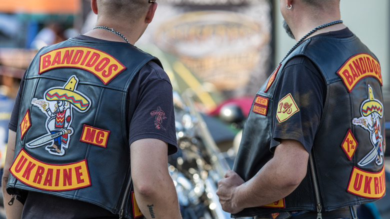 Bandidos members wearing leather vests