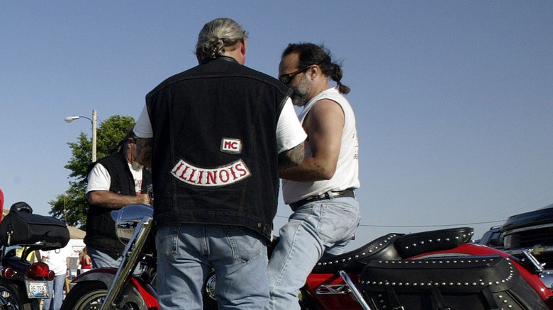 Hells Angel prospect wearing vest