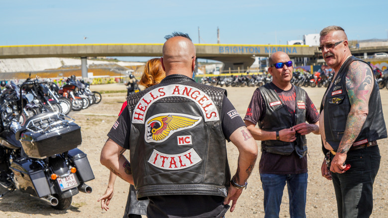 Hells Angel event with members talking