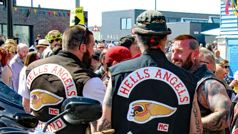 Hells Angels patches on black sleeveless vests