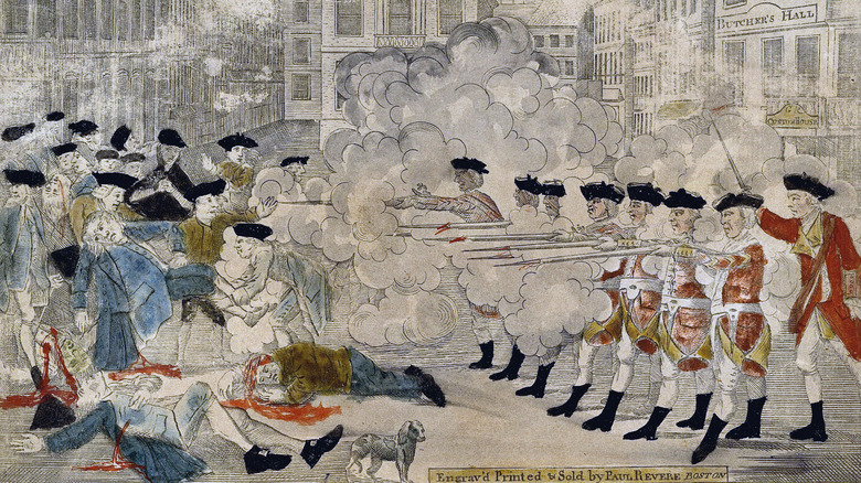 Newspaper illustration, Boston Massacre