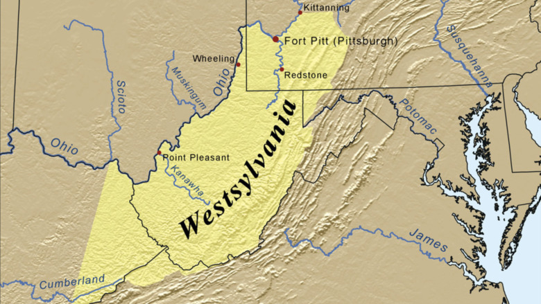 Map of proposed state of Westsylvania