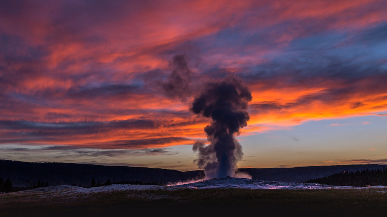 Old Faithful geyser eruption