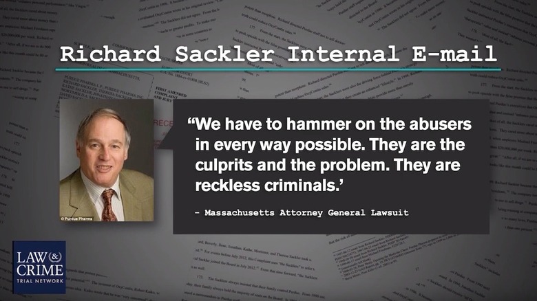 Screenshot of Richard Sackler email comments