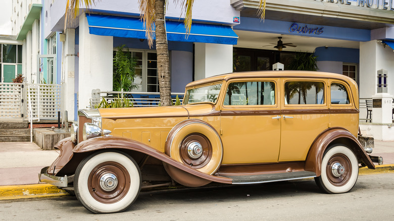 Vintage car parked on street