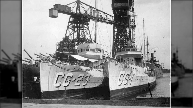 Coast Guard cutter at dock