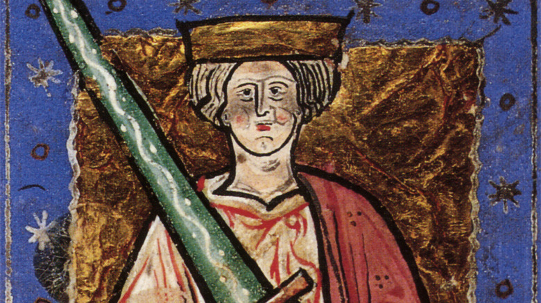Painting of Æthelred the Unready sitting on throne