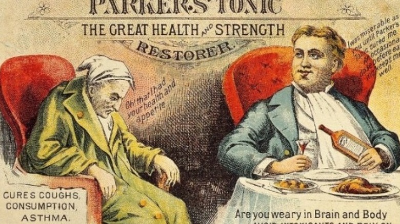 Parker's Tonic advertisement with illustration of old and young man