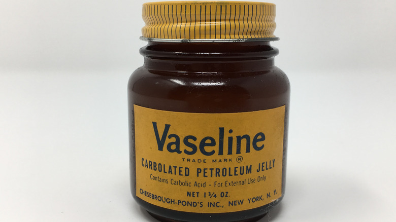bottle of Vaseline in 1950s with yellow lid and label