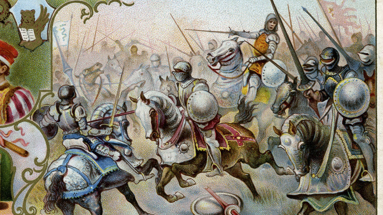 illustration of Battle of Maclodio with knights on horses