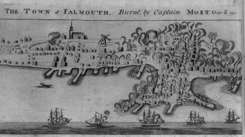 The town of Falmouth, burnt, by Captain Moet, Octbr. 18th 1775