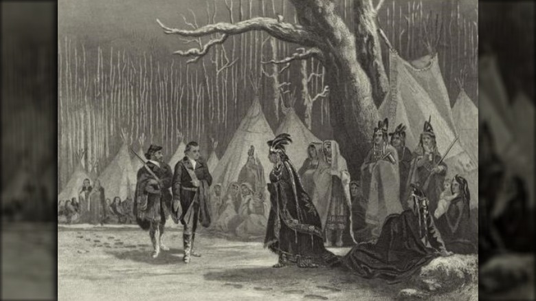 Washington and Gist visit Queen Aliquippa of the Seneca
