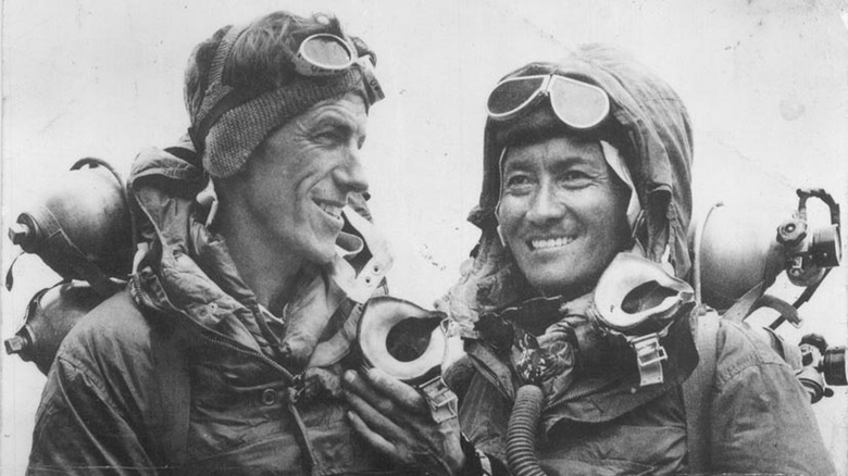 Cropped photo of Edmund Hillary and Tenzing Norgay after they arrived back from the summit of Everest, https://creativecommons.org/licenses/by-sa/3.0/