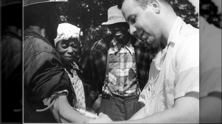 Drawing blood from Tuskegee patient 
