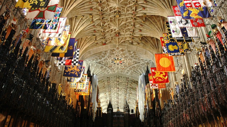 garter banners on the ceiling of the chapel st. george