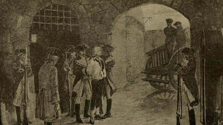 Prisoner in Bastille courtyard