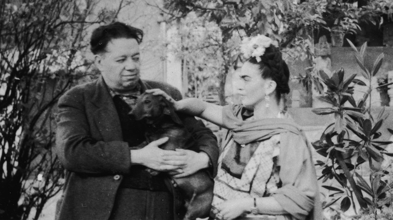 Kahlo and Rivera with a dog