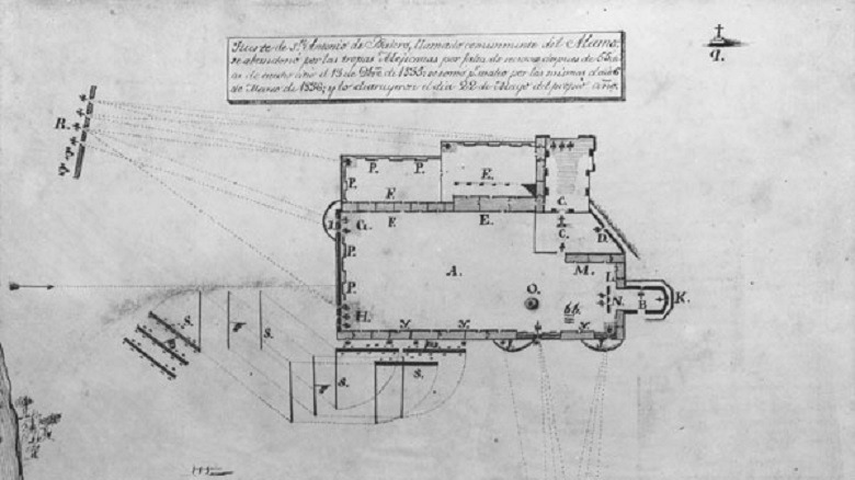 The Alamo floorplan 1836