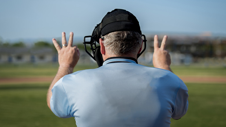 Baseball umpire gesturing