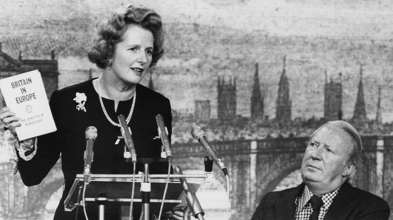 Maggie Thatcher at podium