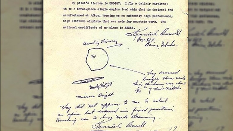 Kenneth Arnold's report to Army Air Force intelligence