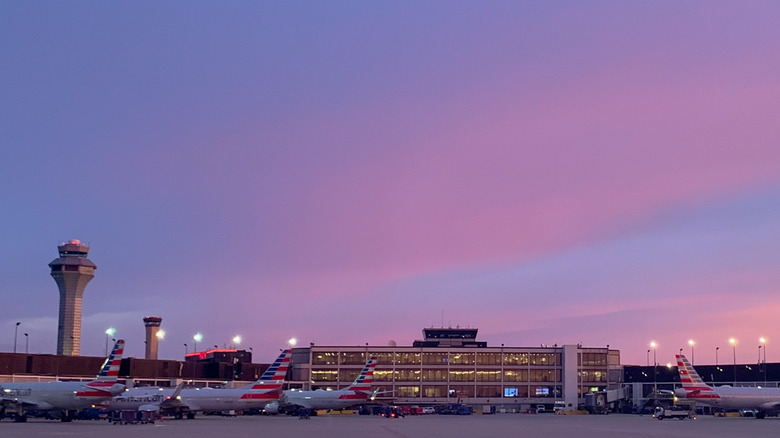 O'Hare International Airport at dusk