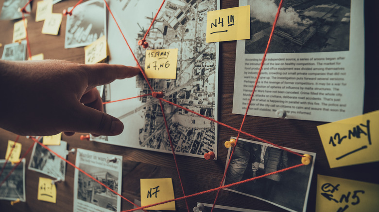 evidence board with red string