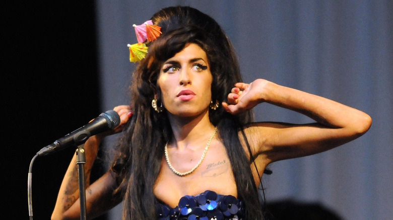 Amy Winehouse performing at Glastonbury in 2008
