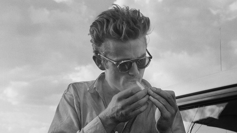 James Dean smoking a cigarette in the 1950s