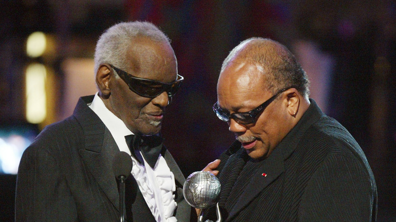 Ray Charles and Quincy Jones onstage
