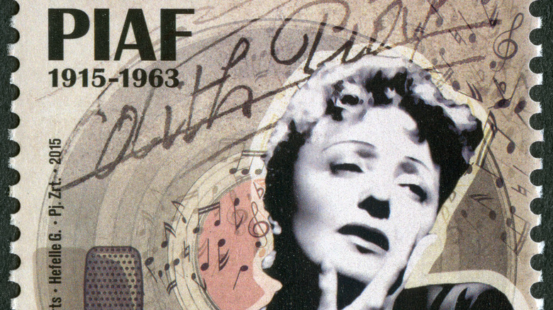  A stamp printed in Hungary shows Edith Piaf