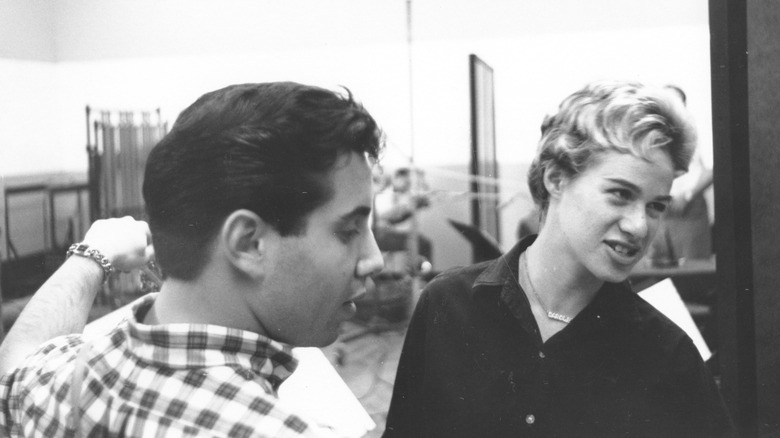 Carole King and Paul Simon in the studio in 1959