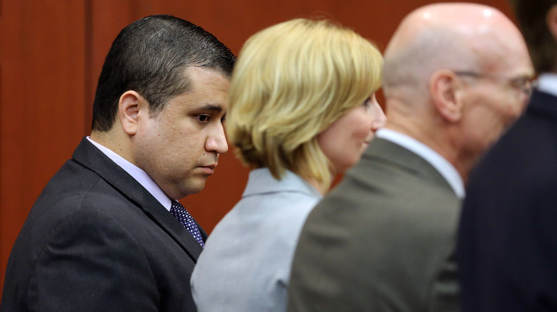 George Zimmerman with his defense team during his trial