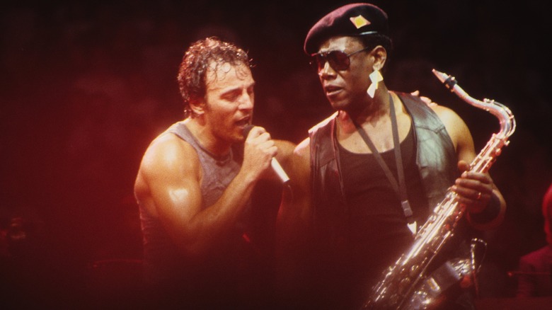Bruce Springsteen and Clarence Clemons performing
