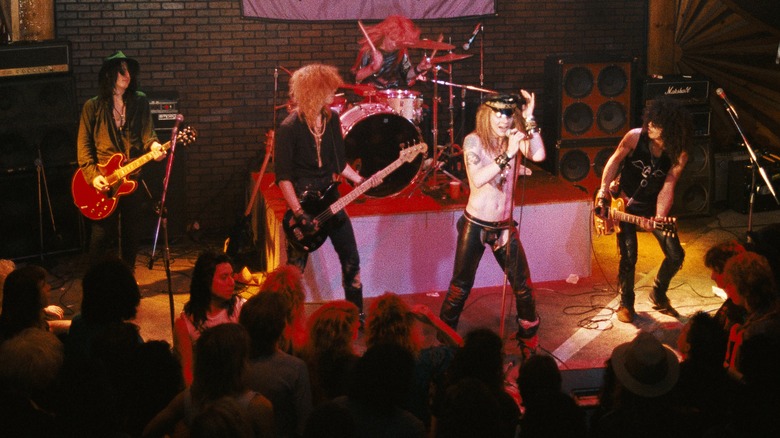 Guns N' Roses onstage at the Troubadour on January 4, 1986