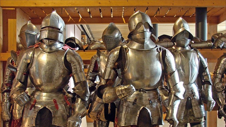 Suits of armor on display