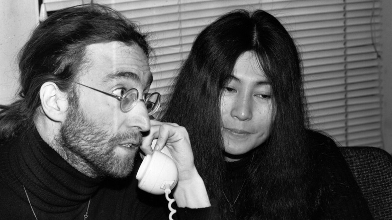 John Lennon and Yoko Ono phone