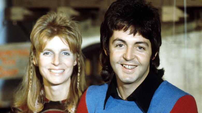Linda McCartney and Paul McCartney smiling