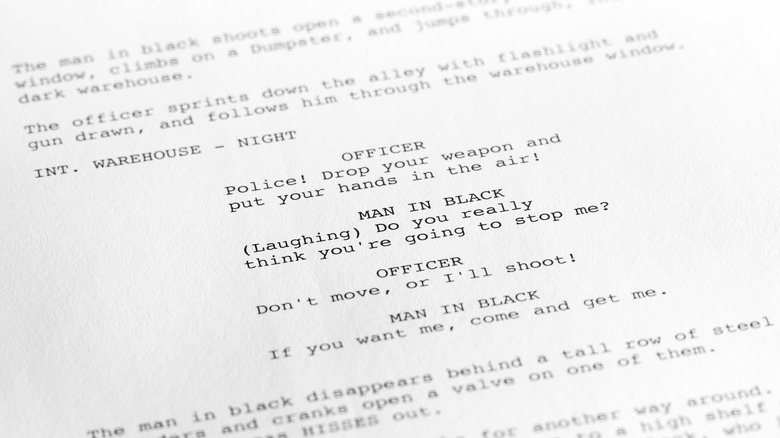 Page from a film script