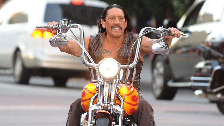 Danny Trejo riding motorcycle