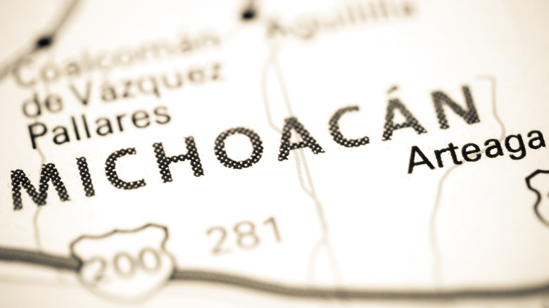 Map of Michoacán, Mexico