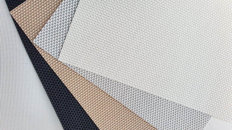 synthetic material samples stacked together