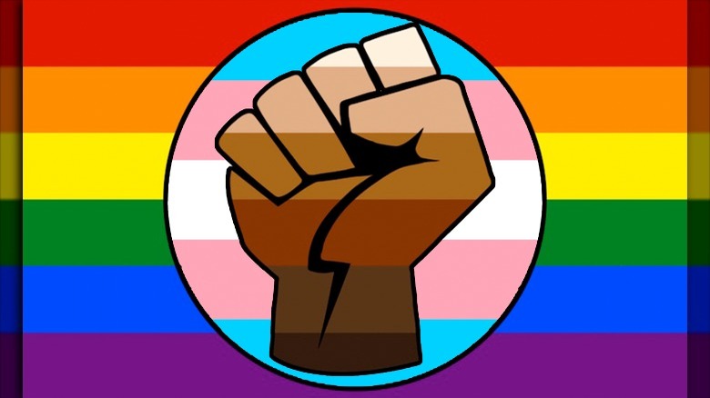 trans LGBTQ+ pride flag BLM