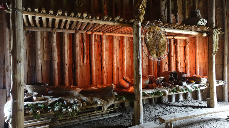 Iroquois longhouse interior
