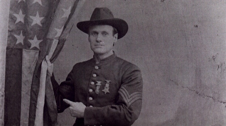 Sergeant gilbert bates and the flag he carried